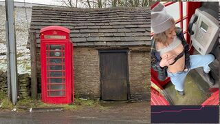 Erőszakos élvezés közterületen piros telefonfülkében lush távvezérelt rezgővel az angol vidéken